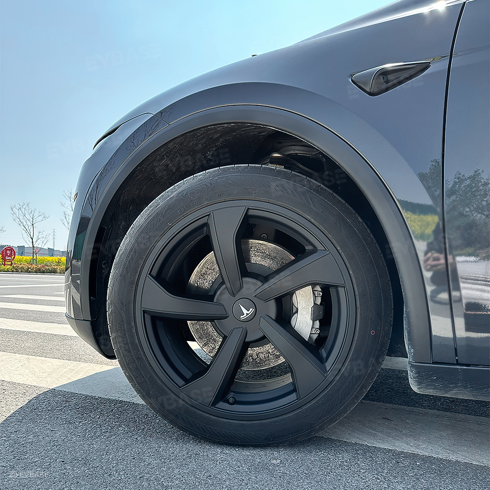 EVBASE PREMIUM EV&TESLA ACCESSORIES Wheel Covers for Model Y Juniper 19’’ Crossflow Wheels OEM Style Black Wheel Caps 4PCS
