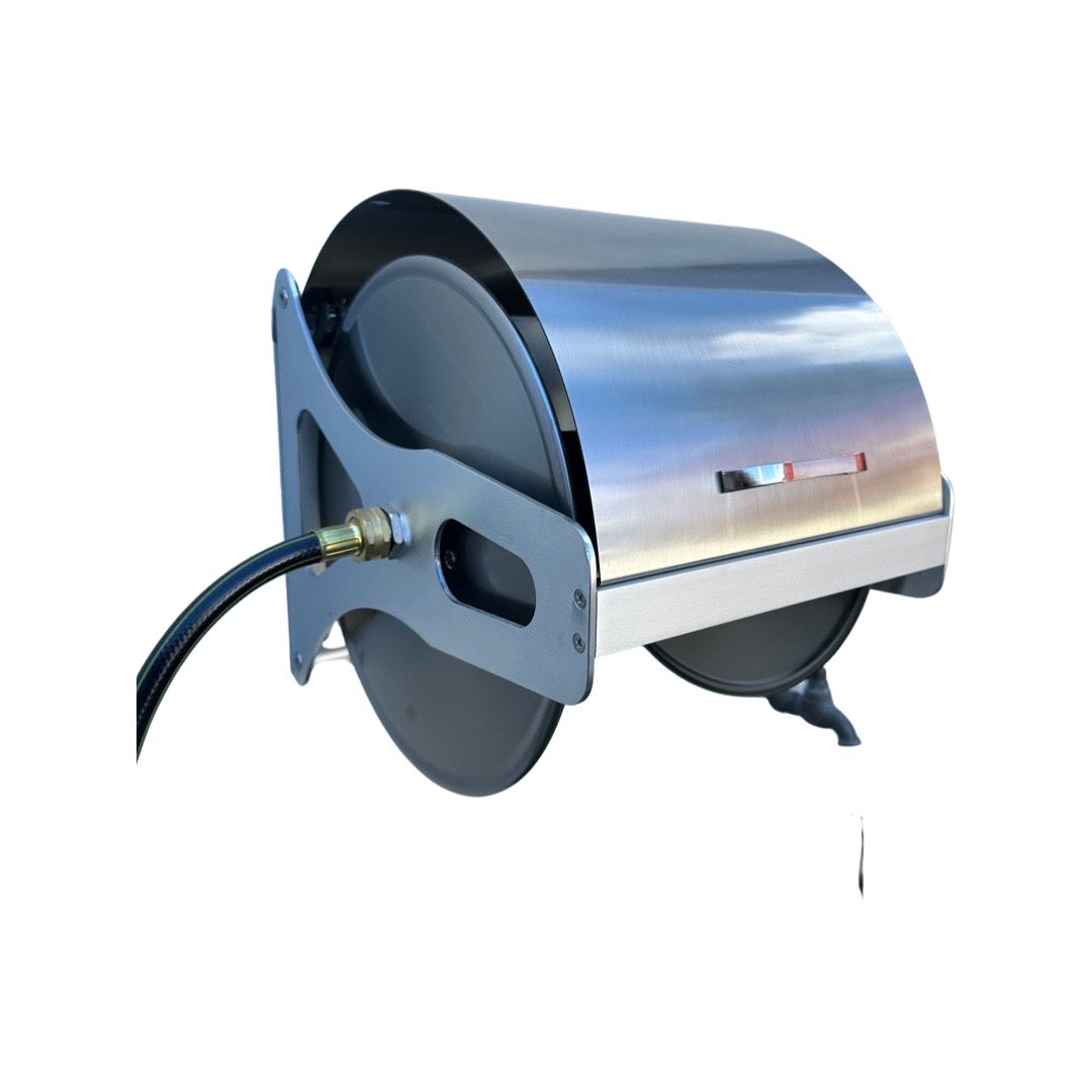 ZORRO AUSTRALIA ZORRO Compact Stainless Steel Mountable Reel with Lid & Extension Hose