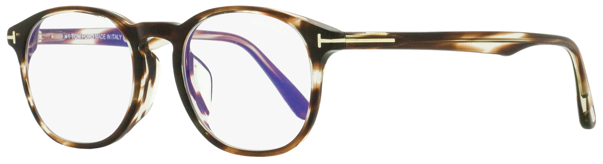 2279 Tom Ford Men's Blue Block Eyeglasses TF5680FB 053 Striped Brown Havana 52mm