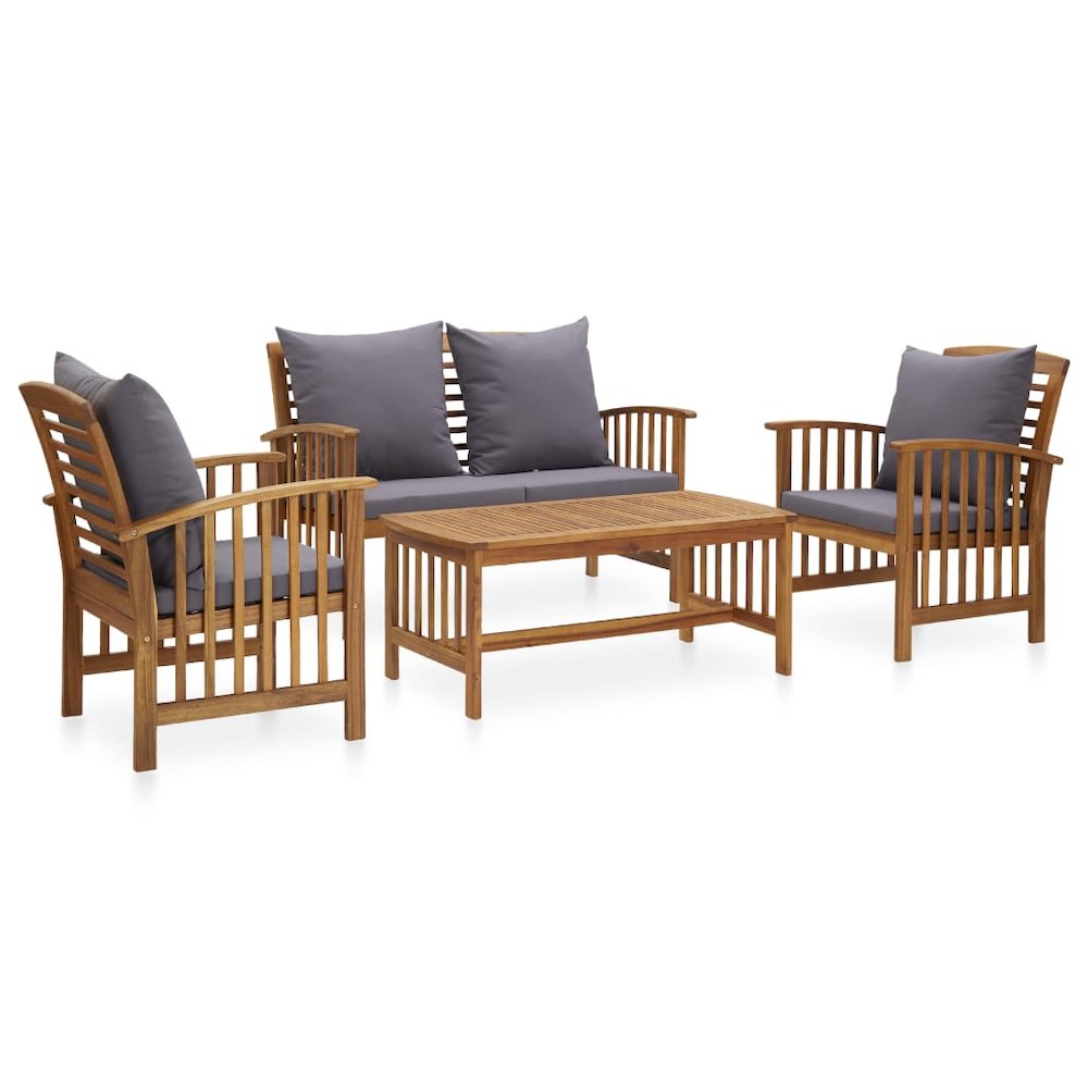 2736 4 Piece Garden Lounge Set with Cushions Solid Acacia Wood  3057979