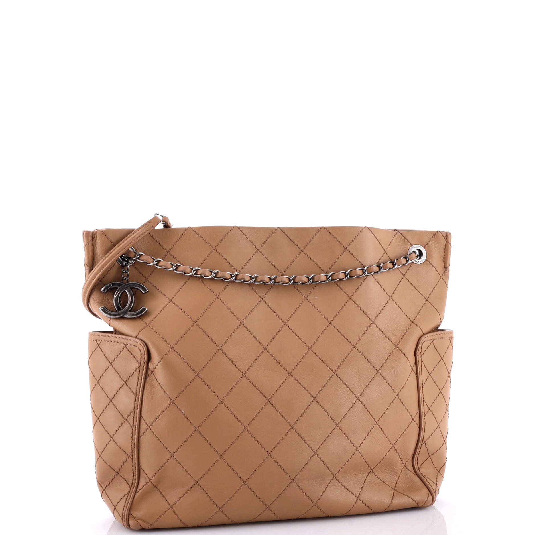 2860 CC Pocket Tote Quilted Calfskin Large