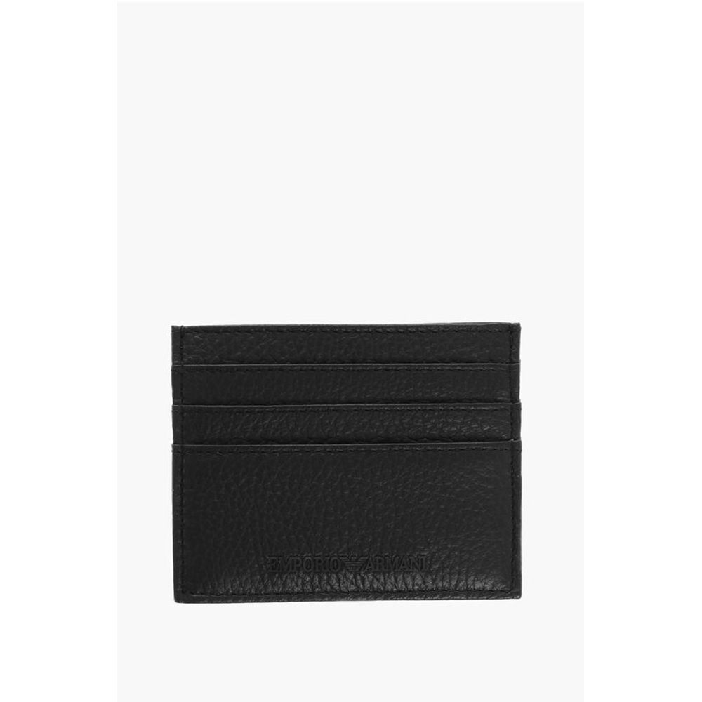 2275 Armani EMPORIO Textu Leather Card Holder with Embossed Men's Logo