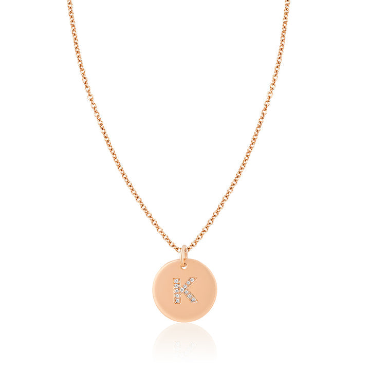 2257 Diamond Letter Disc Gold Bale Necklace
