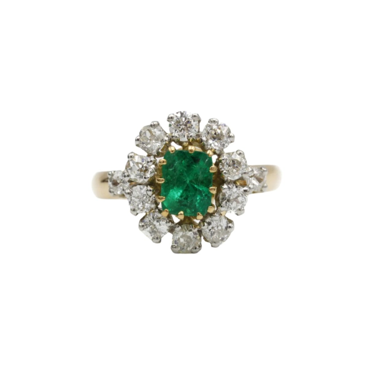 VMB SATTI Bague Marguerite en or  platine  émeraude et diamants