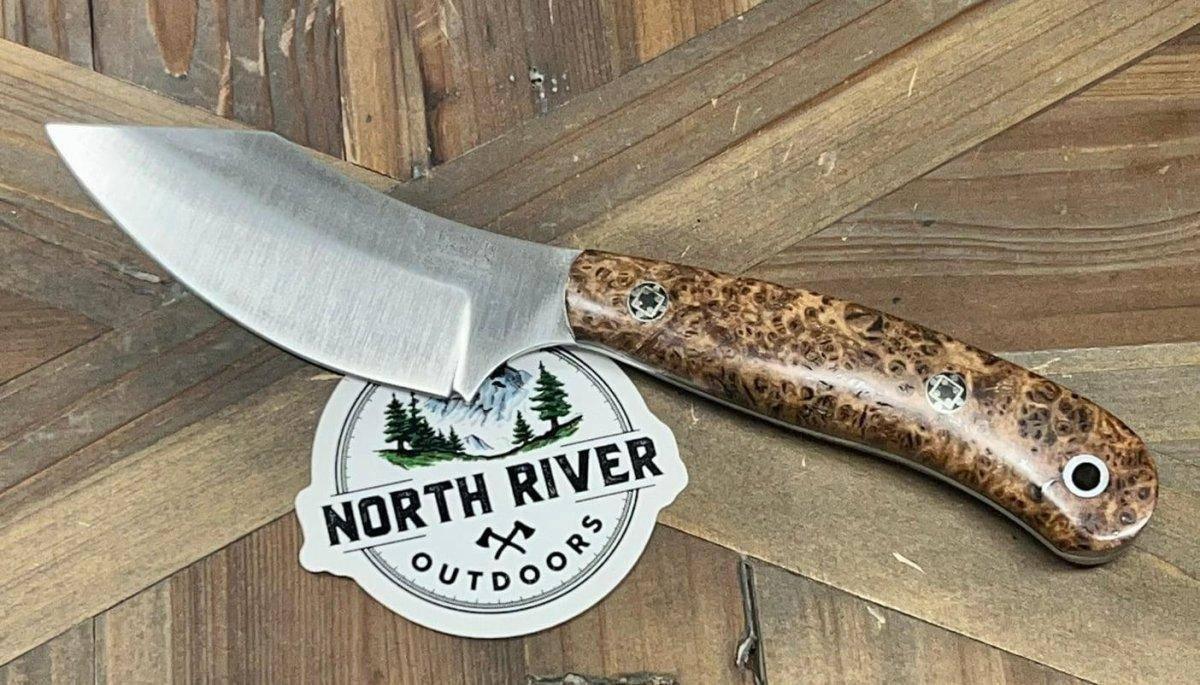 BARK RIVER KNIVES Bark River JX6 II MagnaCut Fixed Knife Black Ash Burl Black Liners Mosaic Pins (USA)