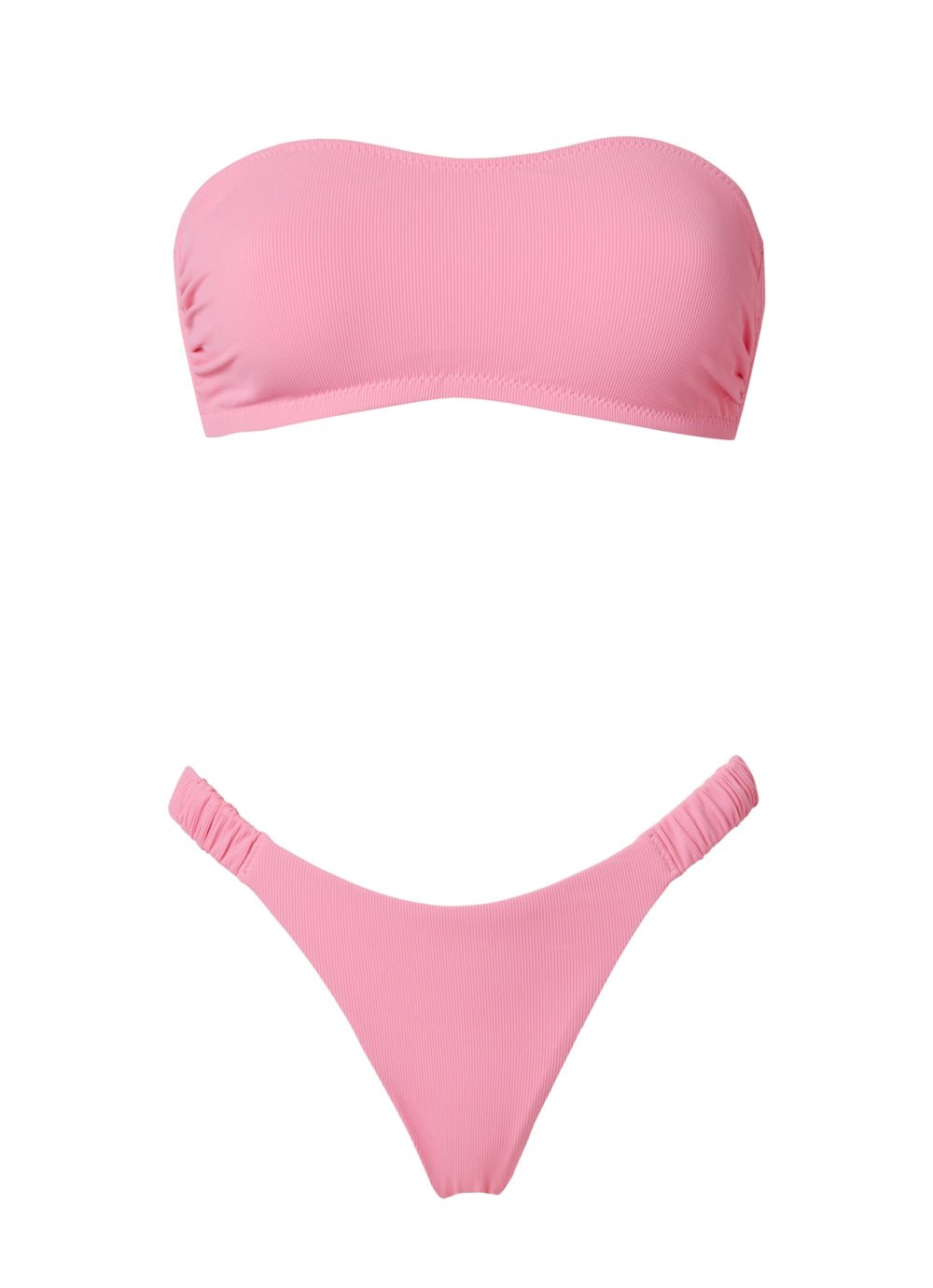 STEFANIA FRANGISTA Evelyn Bandeau Bikini Rib Pink