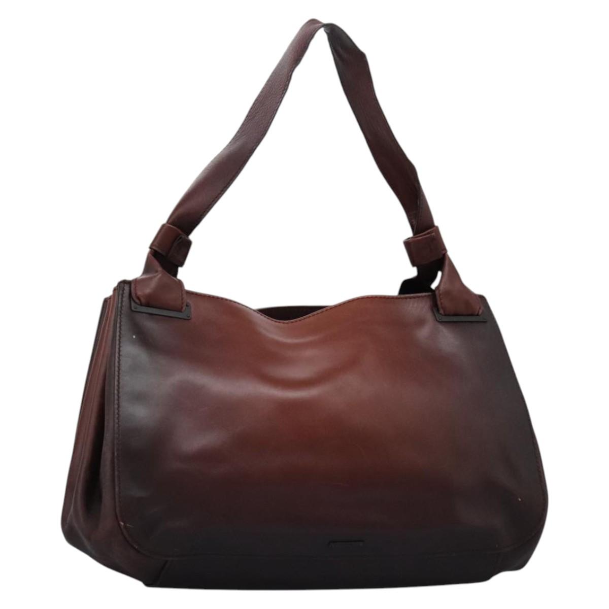 GUCCI Shoulder Bag Leather Brown 105376 Auth bs25419