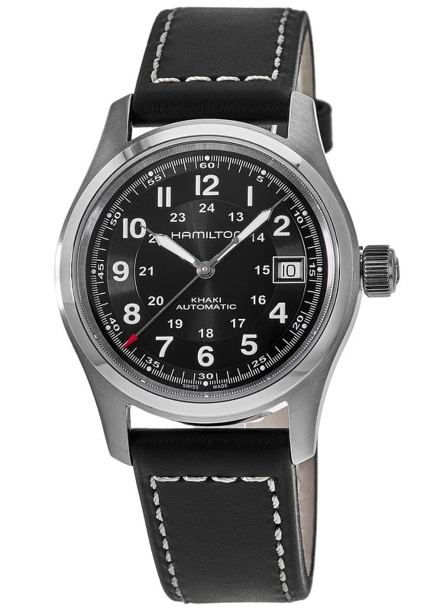 2818 Hamilton Khaki Field Auto 38MM Black Dial Leather Strap Men's Watch H70455733