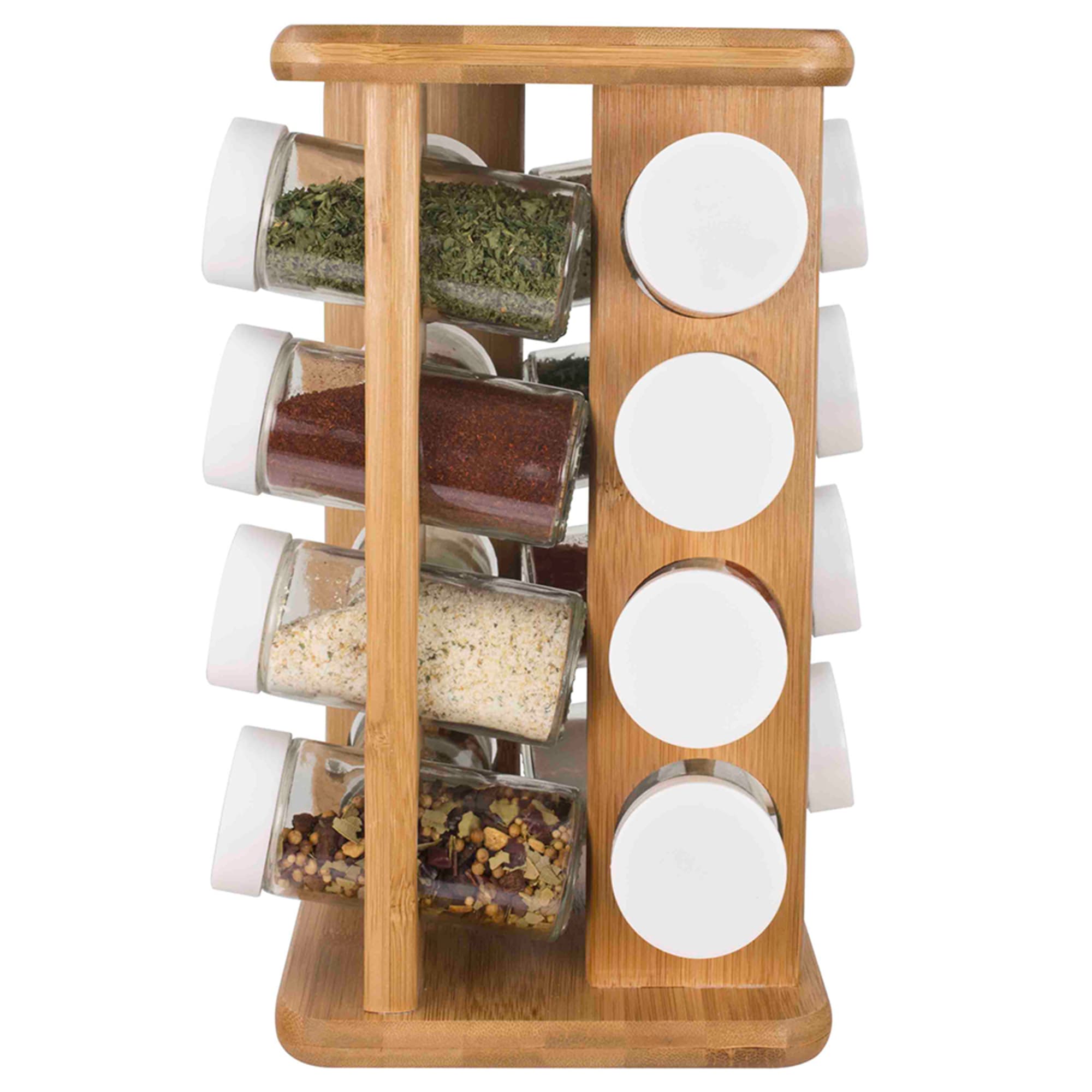 2186 Home Basics 16 Piece Bamboo Revolving Spice Rack