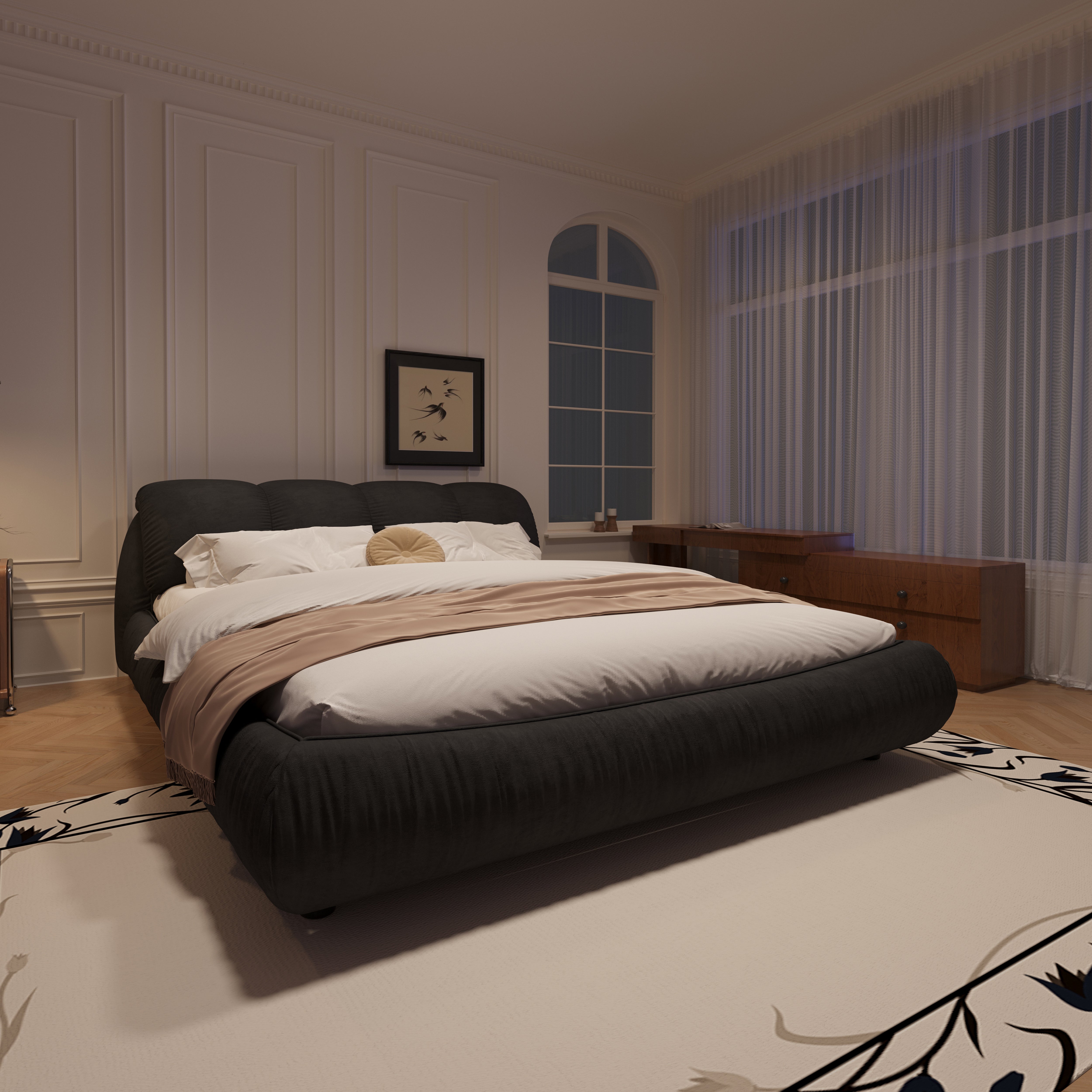 2594 Streamdale King Upholstered Bed with Padded Headboard and Sturdy Slats
