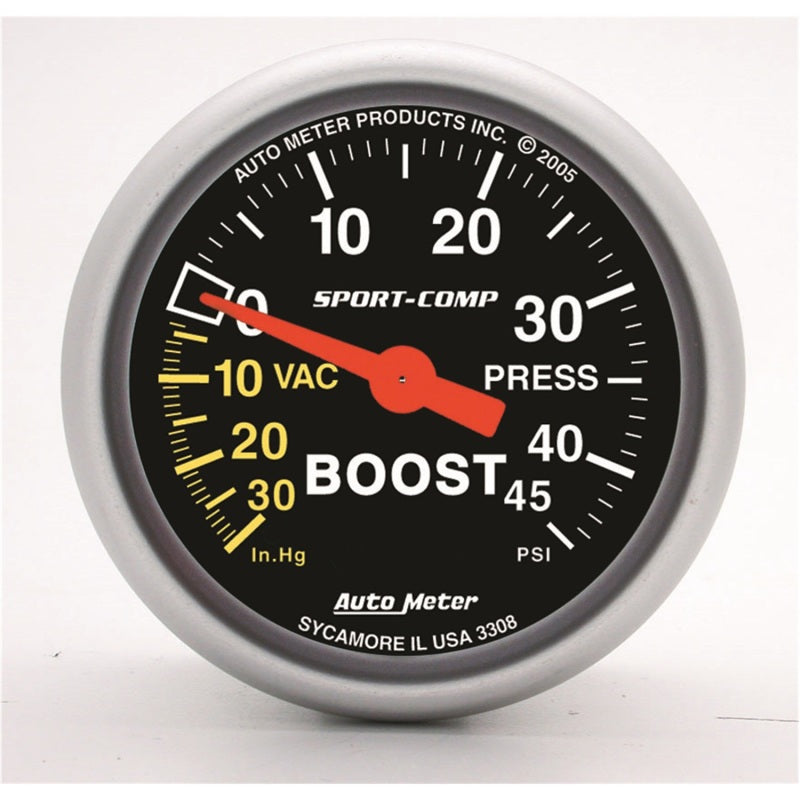 Autometer Sport Comp 52mm 45 PSI Mechanical Boost Gauge