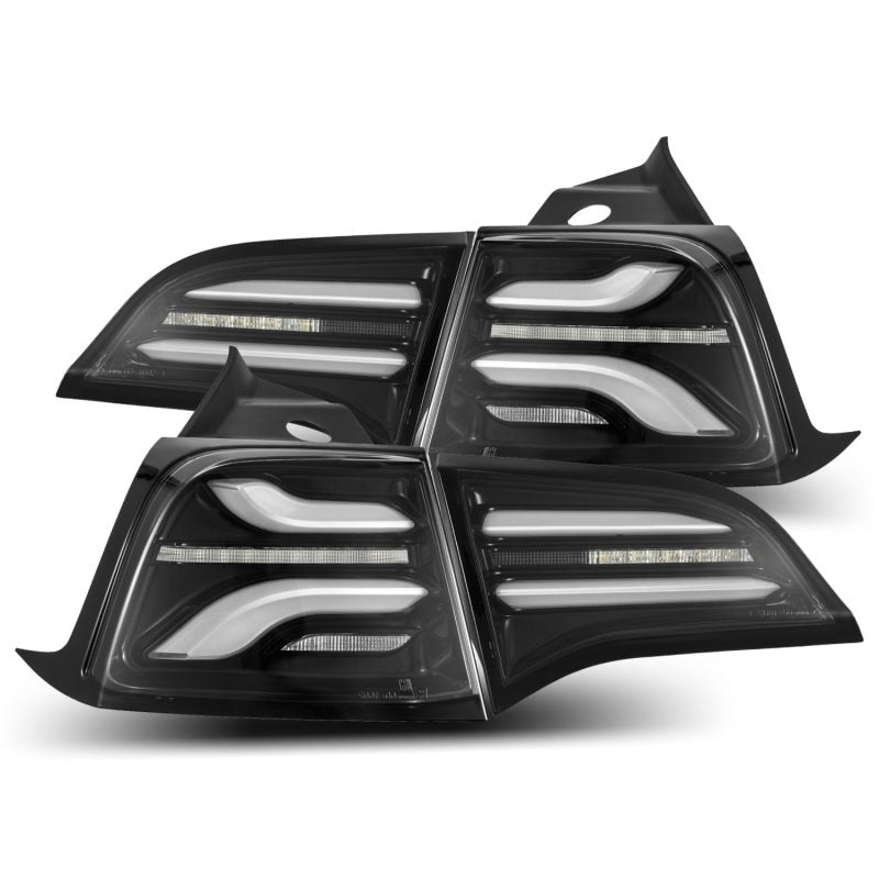 AlphaRex 20 22 Tesla Model Y PRO Series LED Tail Lights Jet Black w/Seq Sig