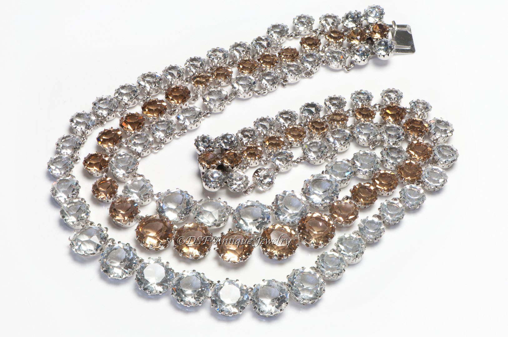 DSF ANTIQUE JEWELRY LLC Christian Dior Couture 1960 Yves Saint Laurent Crystal Riviere Collar Necklace