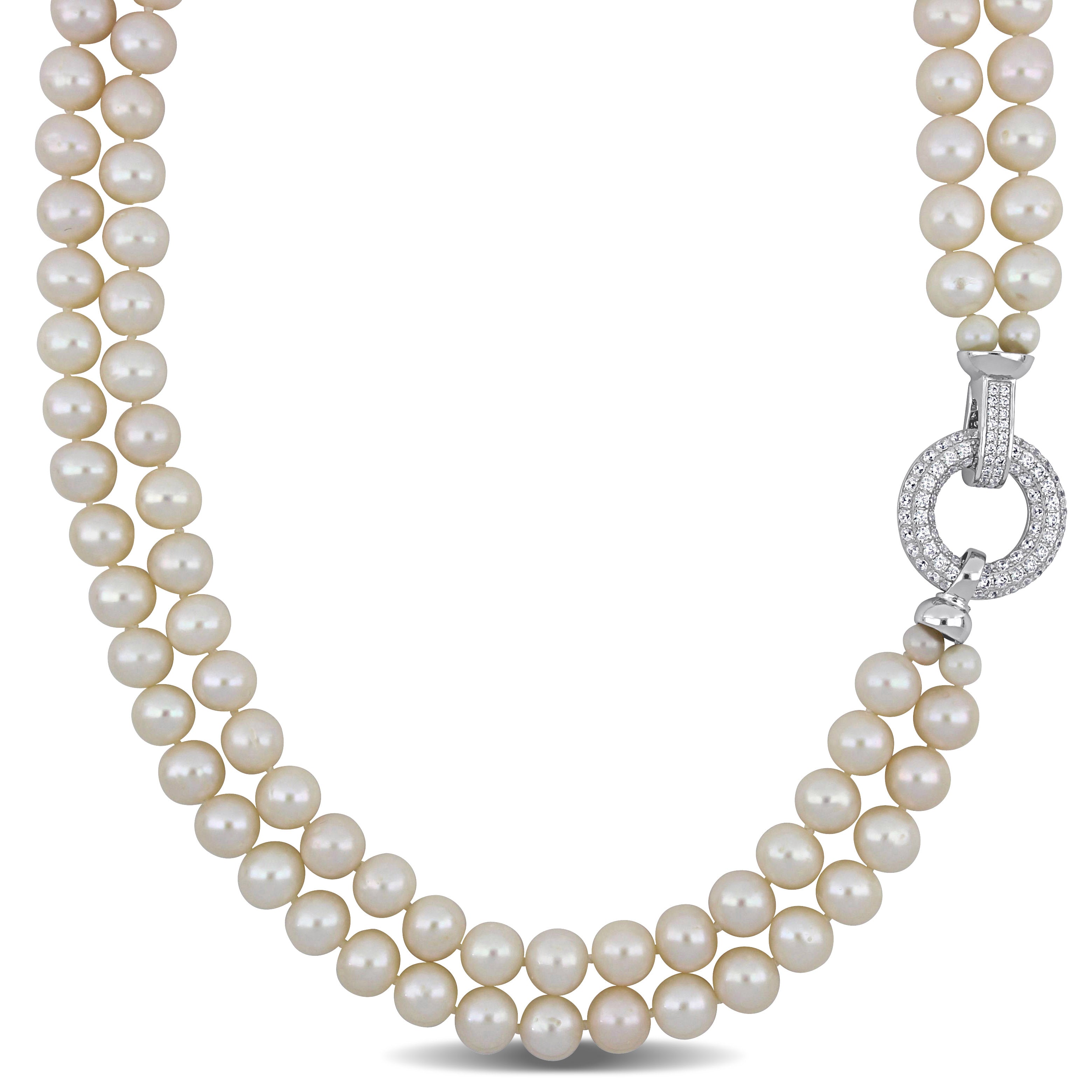 2313 Mimi & Max 7 8mm Cultured Freshwater Pearl 2 Strand Necklace 16 & 17 in