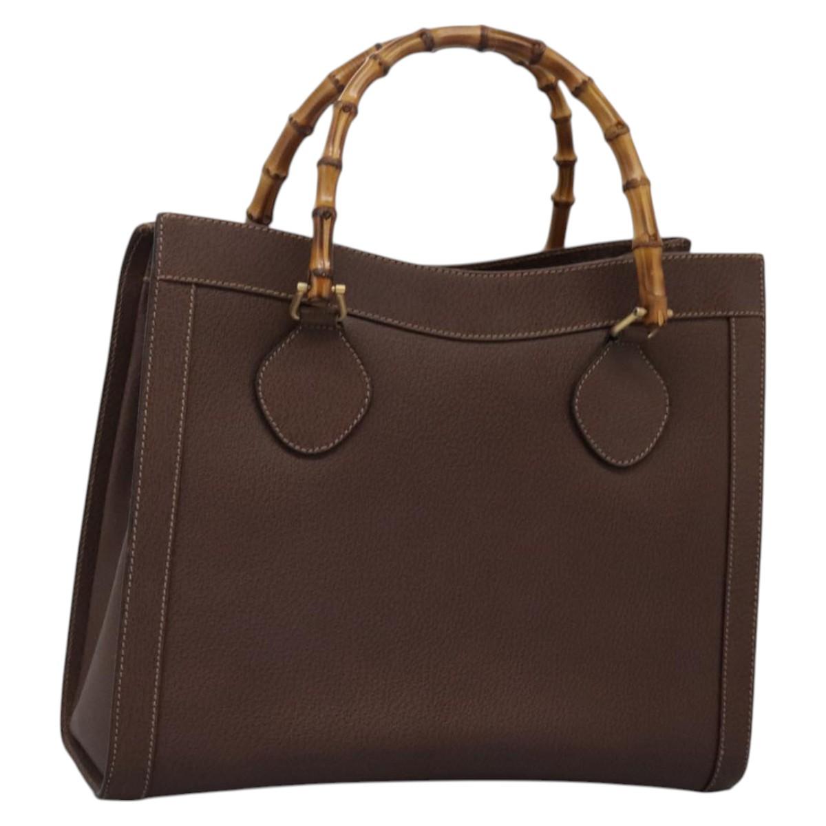 GUCCI Bamboo Hand Bag Leather Brown Gold 002 1186 0260 Auth ep8693