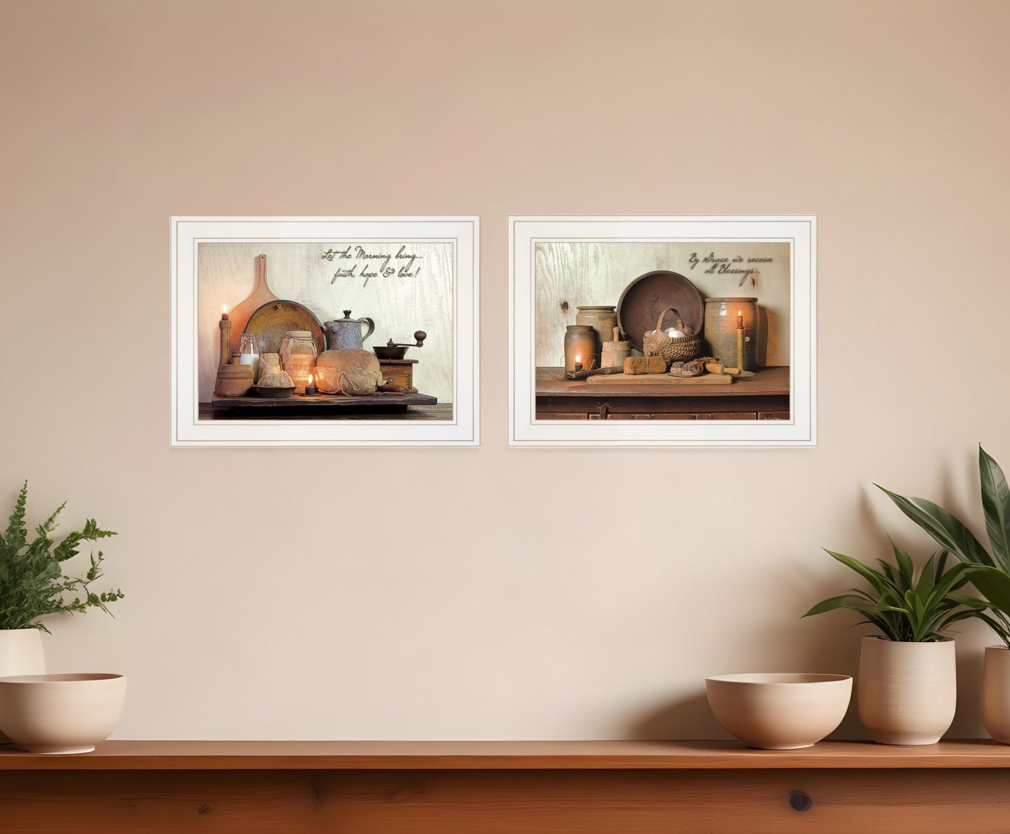 2736 Set Of Two By Grace 4 White Framed Print Kitchen Wall Art