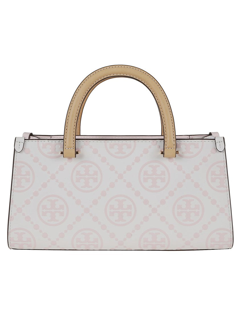 2934 T Monogram Contrast Embossed E W Small Tote