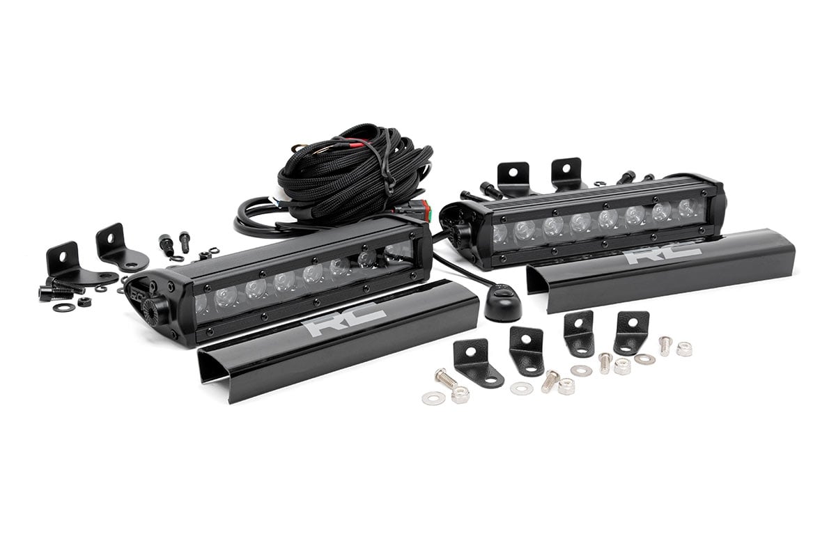 ROUGH COUNTRY LED Light Kit   Grille Mount   8" Black Pair   Ford F 250 Super Duty (17 19)   70697