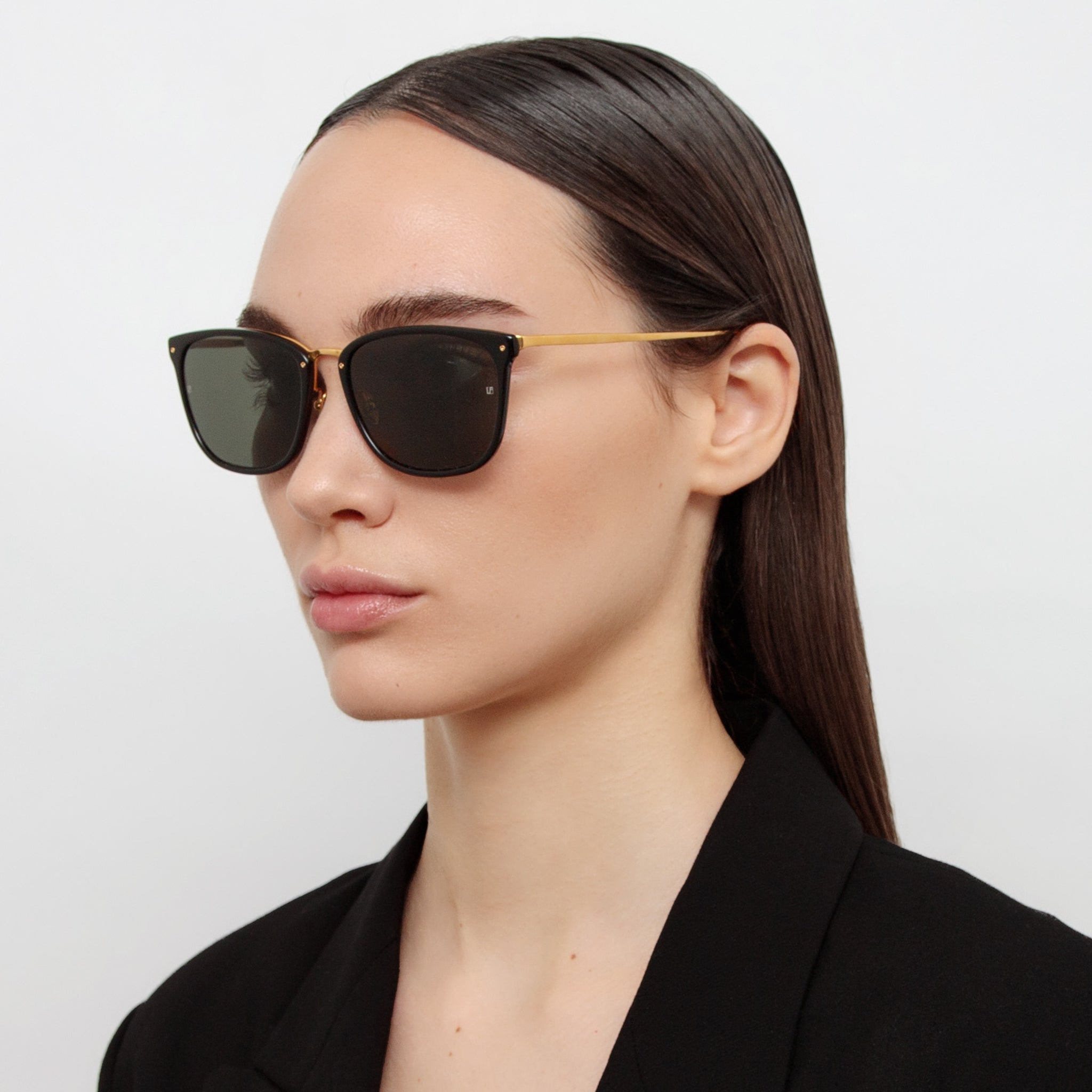 Linda Farrow Cassin D Frame Sunglasses in Black C1 55