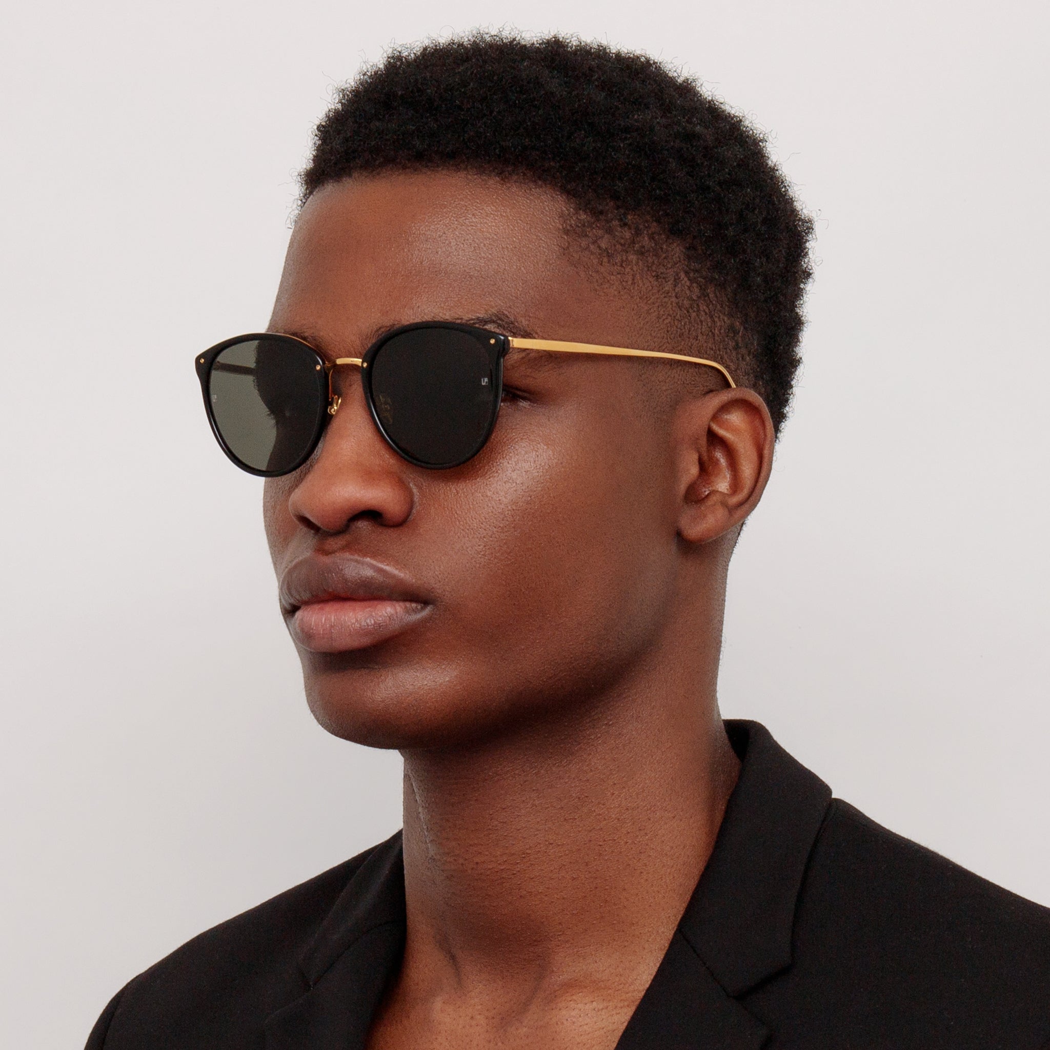 Linda Farrow The Calthorpe   Men's Oval Sunglasses in Black Frame(C86)  51