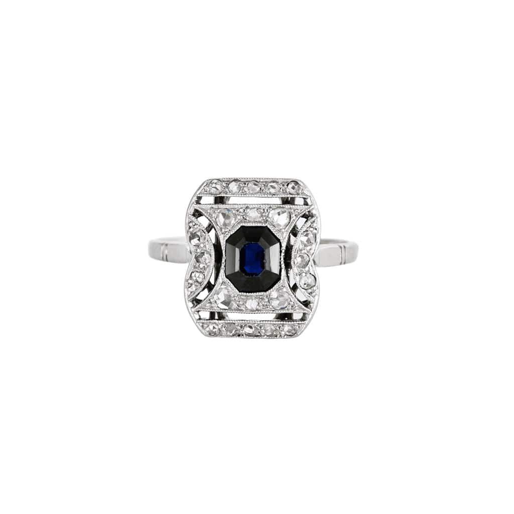LA MARQUISE DE B Ring Art Deco sapphire diamonds