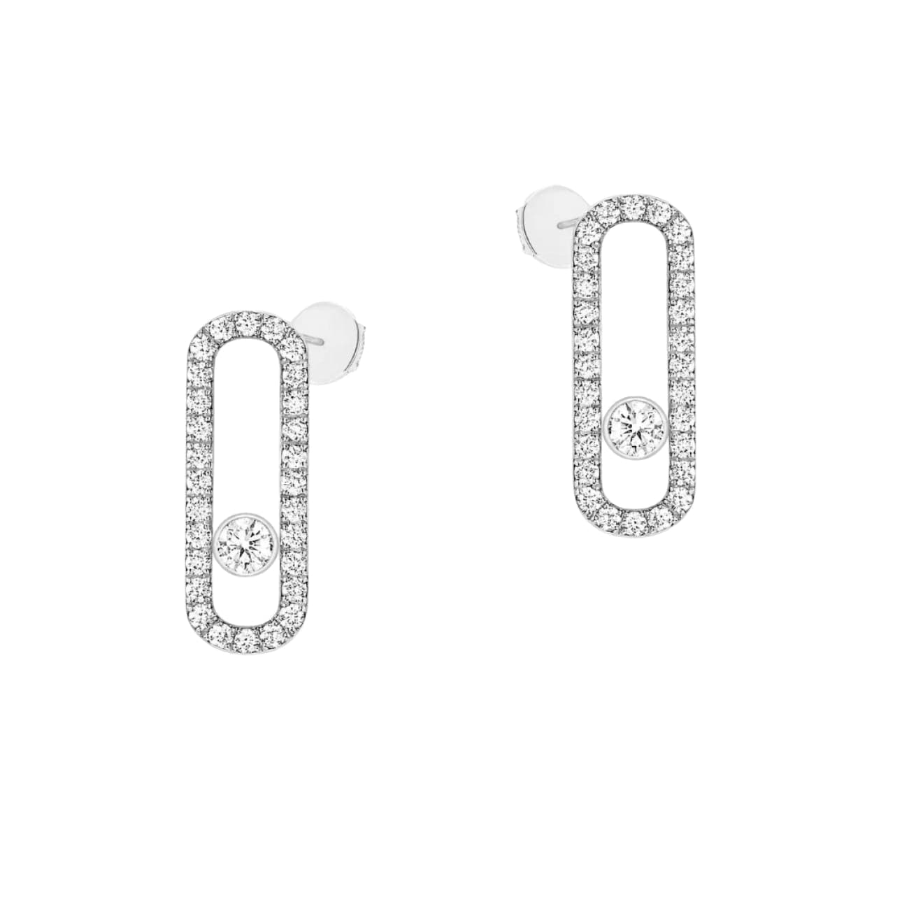 MESSIKA Move Uno Pavé Set Diamond 18K White Gold Earrings