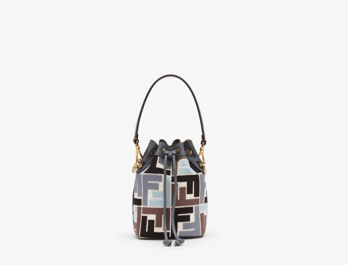CLUTCH CLOSET Multicolor canvas mini bag with FF embroidery