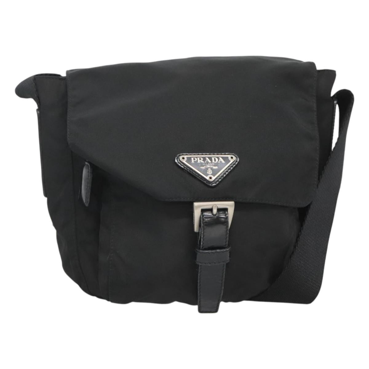 PRADA Shoulder Bag Nylon Black Auth SW779