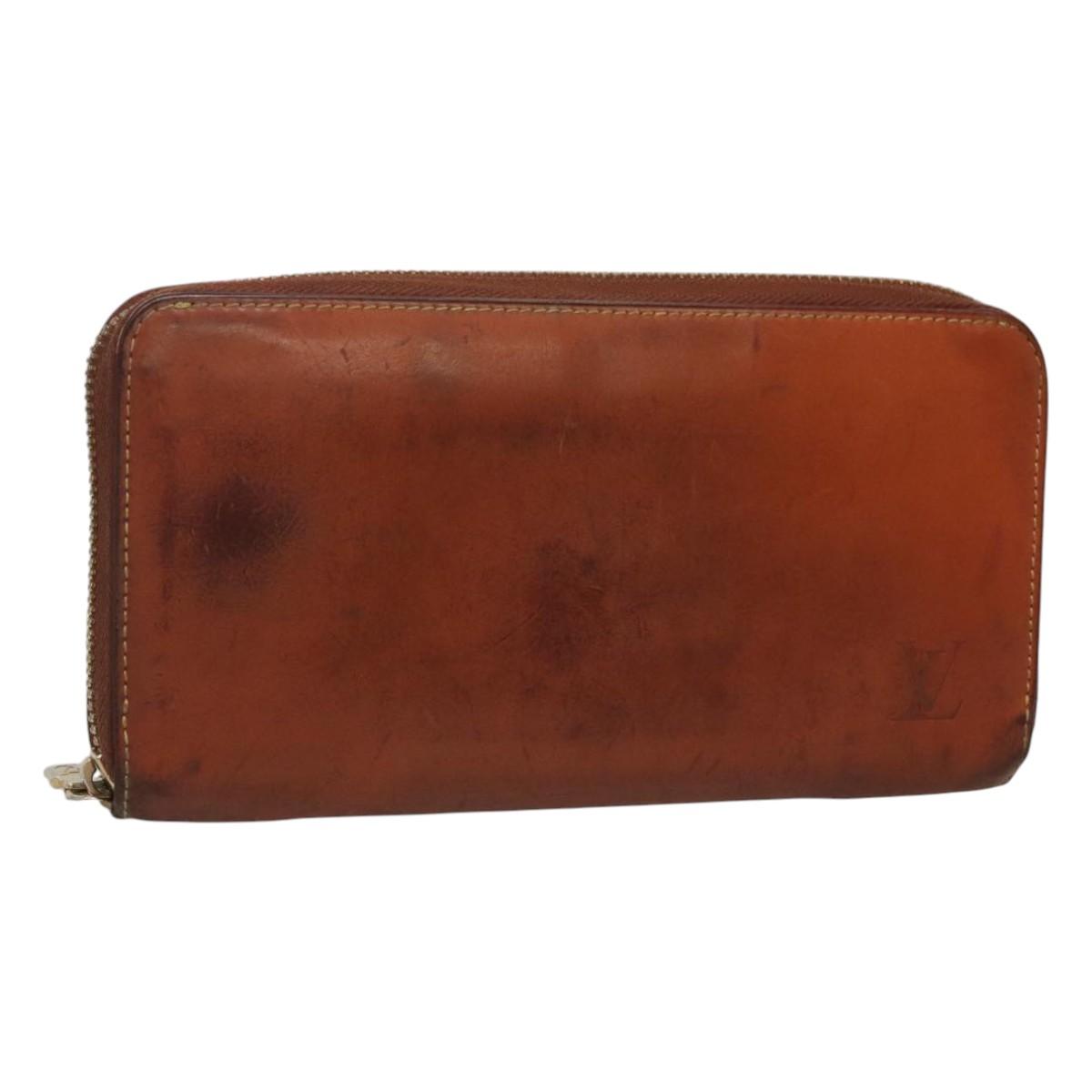 LOUIS VUITTON Nomad leather Zippy Wallet Long Wallet Brown M85068 Auth yk18135