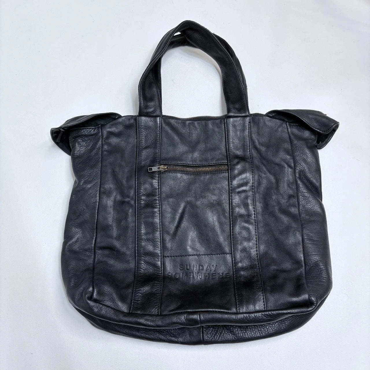 STRADIVARIUS Borsa a tracolla slouchy in pelle nera