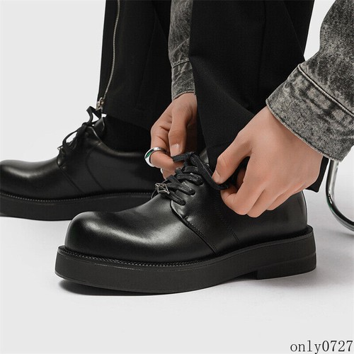 SCARPA Scarpe derby uomo stringate punta tonda suola spessa casual eleganti business party nuove