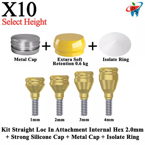 10 Kit Straight Loc In Attachment Int Hex 2.0 Extra Soft Silicone Metal Cap Ring