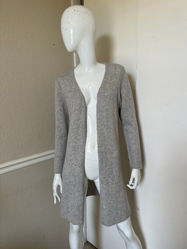 AUTUMN CASHMERE NWT! Heather Gray 100% Cashmere Mid Length Cardigan Sweater Sz M