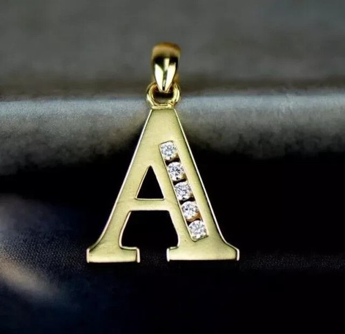 925 Sterling Silver Letter "A" Pendant Free Chain Round Tester Pass Moissanite