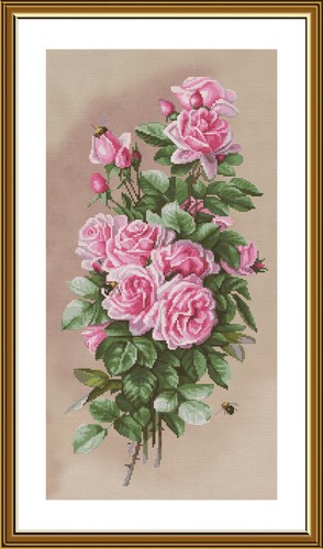 Counted cross stitch kit DIY unprinted canva Pink Rose flowers hand embroidery