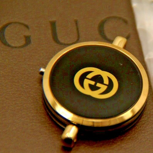 New Gucci Case & Case Back For The 2000 L Stack Watch   Black Piping