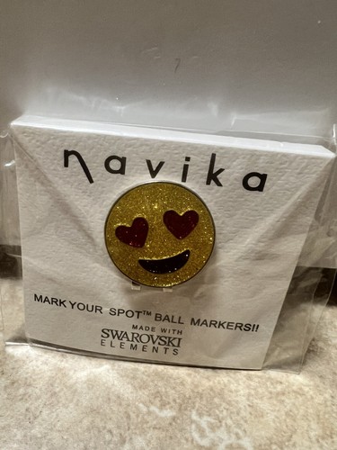Navika Golf Hat Clip w/ Ball Marker Swarovski Crystals Heart ￼ ￼emoji. NEW