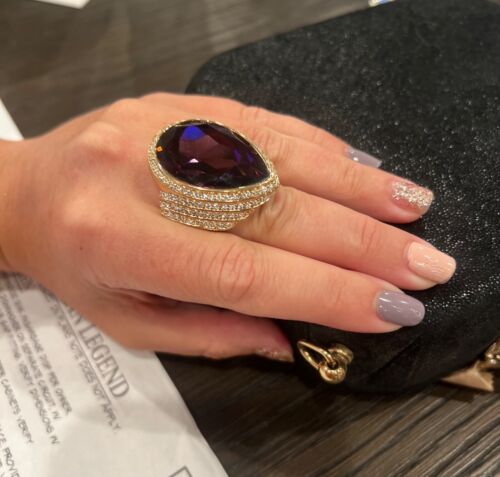Swarovski Ring Purple Tear Drop stone By Michelle Monroe New size 8