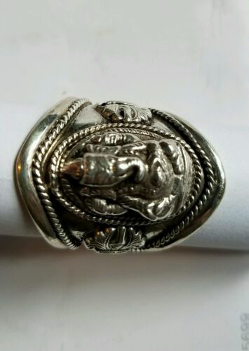 Ganesh adjustable silver ring