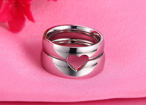 6mmTitanium Steel Naked Love Hollowed Out Jigsaw Puzzle Couple Ring Jewelry Gift
