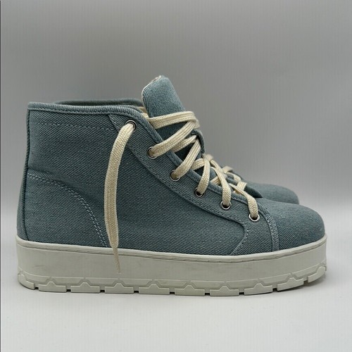 Zara Denim High Top Platform Sneakers Women's Size 37