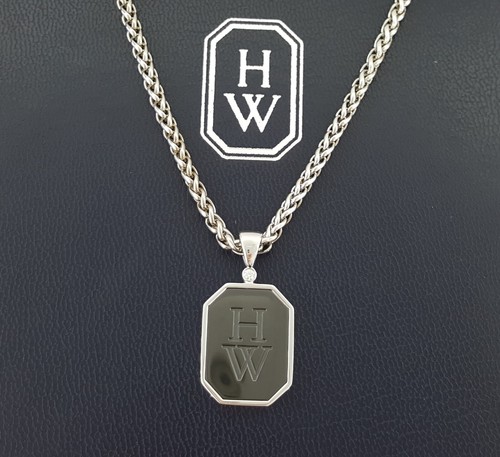 Harry Winston Zalium HW Logo Diamond 18k W G Pendant Necklace 30” 48 Grams
