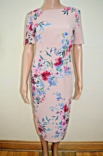 UNDERCOVER New M&S Secret Slimming Collection Textured Floral Print Bodycon Dress Sz UK 8