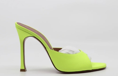 Amina Muaddi Alexa Slipper Fluroscent Yellow Size 37 New