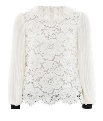 New $899 Philosophy Di Lorenzo Serafini Women's US 4 Ivory Pleat Sleeve Lace Top
