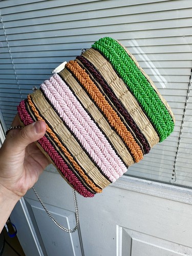 ZARA BEADED STRIPE CROSSBODY 5640 510