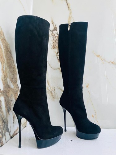 Gianmarco Lorenzi Women Boots High Heels Black Suede Size 38