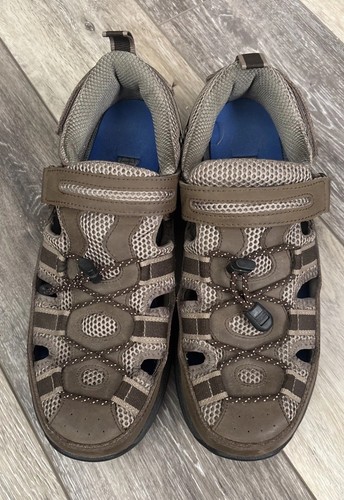 Orthofeet Men SZ 10D 573 Brown BioFit Hook Loop Diabetic Shoes Sandals