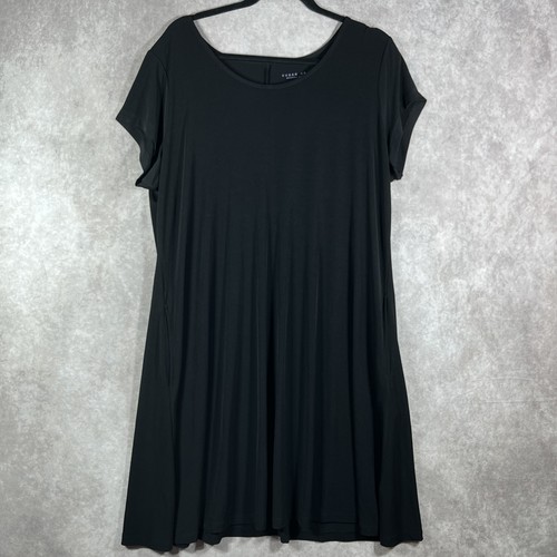 Susan Graver Dress Womens XLP Short Sleeve A Line Pockets Modern Essentials
