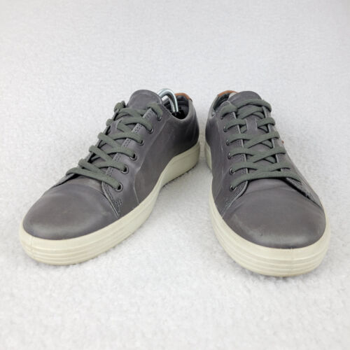ECCO Soft 7 Leather Trainers Mens US 10 Extra Wide Gray Lowtop Sneakers C577751